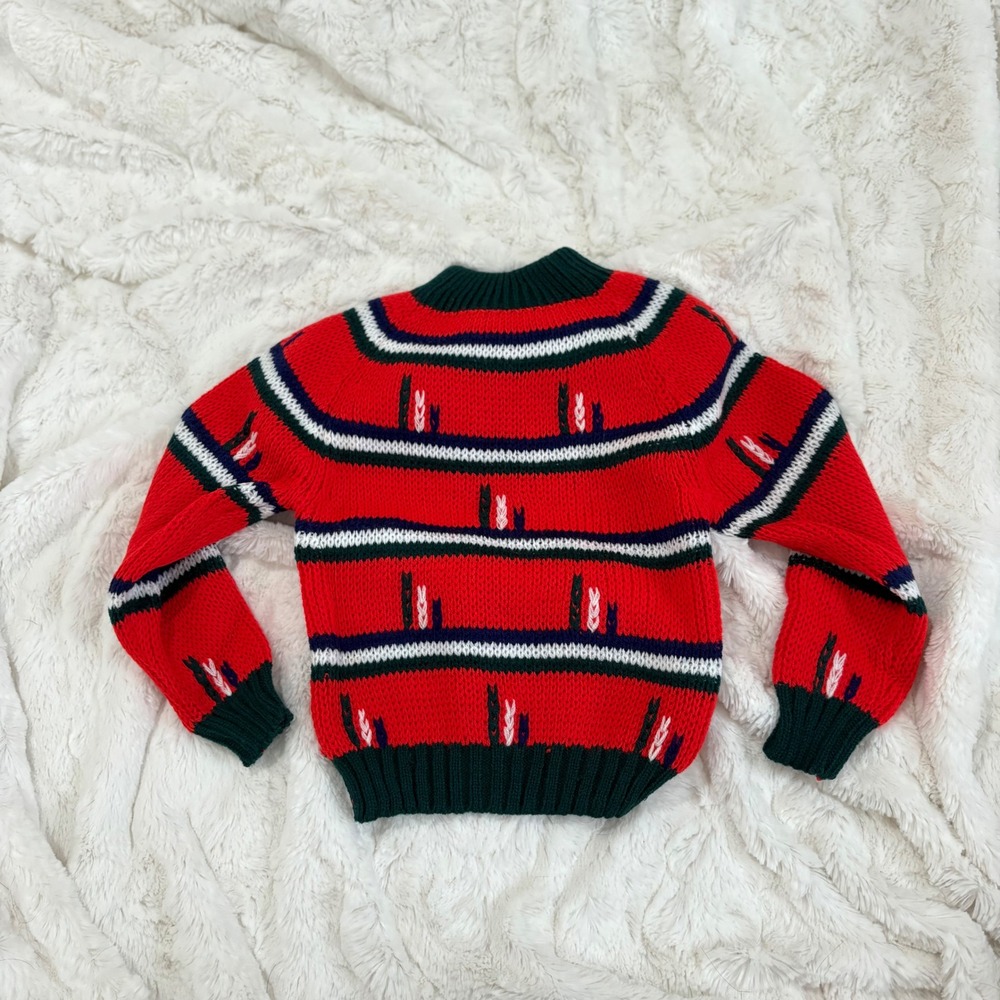 VTG Jay Bee Togs Kids Red Striped‎ Acrylic Sweater Size 3 Western deadstock